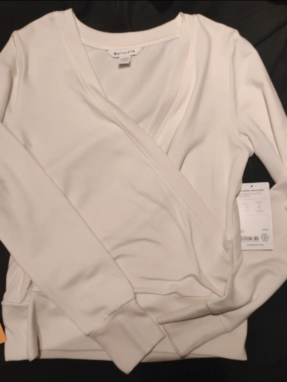 Athleta Cream Wrap-Front Pullover Hoodie